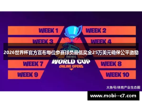 2026世界杯官方宣布每位参赛球员最低奖金25万美元确保公平激励 2026世界杯官方宣布每位参赛球员最低奖金25万美元确保公平激励